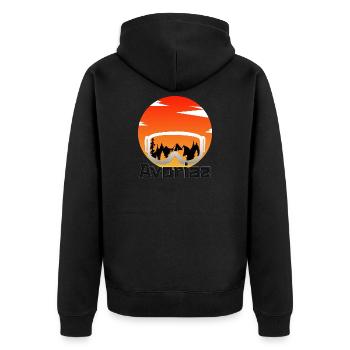Avoriaz - Unisex Premium Bio Zip Hoodie - Schwarz - Hinten - Nico (187cm)