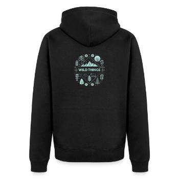 Wild Things Wild and Mountains - Unisex Premium Organic Zip Hoodie - black - Back - Nico (187cm)