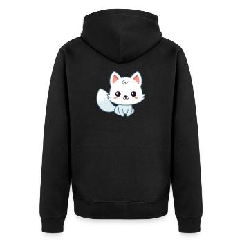 Kawaii White Pastel Fox - Unisex Premium Organic Zip Hoodie - black - Back - Nico (187cm)