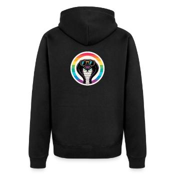 Royal Cobra Rainbow Retro Eyeglasses - Unisex Premium Organic Zip Hoodie - black - Back - Nico (187cm)