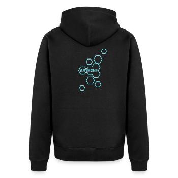 Anthony als Style - Unisex Premium Bio Zip Hoodie - Schwarz - Hinten - Nico (187cm)