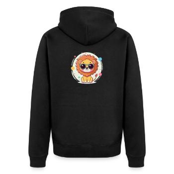 Niedliche Löwen-Sonnenbrille - Unisex Premium Bio Zip Hoodie - Schwarz - Hinten - Nico (187cm)