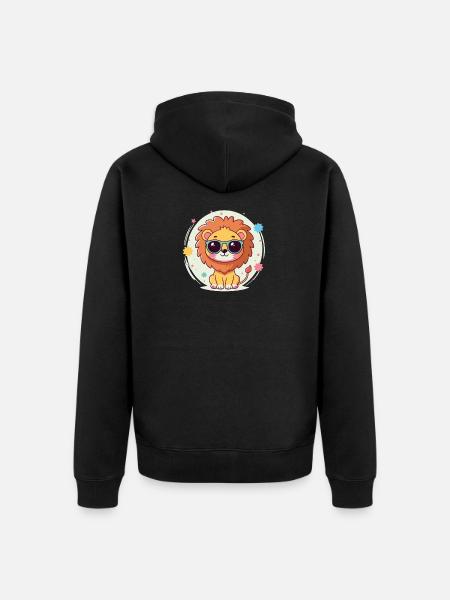 Cute Lion Sunglasses - Unisex Premium Organic Zip Hoodie - black