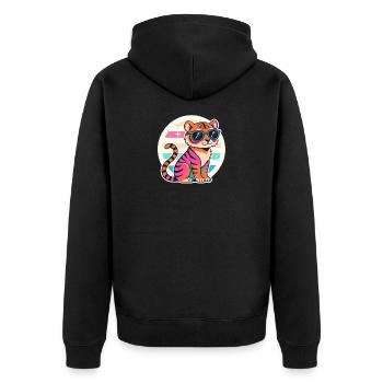 Tigre néon avec lunettes rétro - Veste à capuche bio Premium Unisexe - noir - Dos - Nico (187cm)