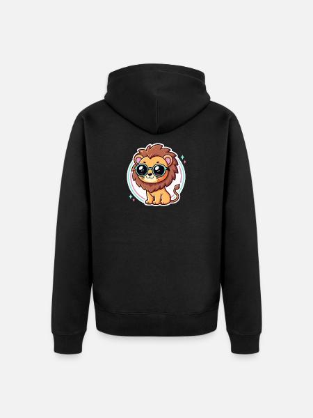 Löwenjunge-Pastellbrille - Unisex Premium Bio Zip Hoodie - Schwarz