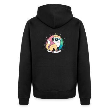 Furet Cool cartoon avec lunettes bleues - Veste à capuche bio Premium Unisexe - noir - Dos - Nico (187cm)