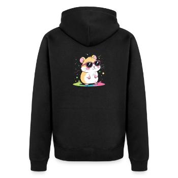 Hamster arcenciel lunettes roses - Veste à capuche bio Premium Unisexe - noir - Dos - Nico (187cm)