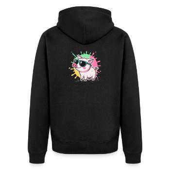 Warm Pig Sunglasses - Unisex Premium Organic Zip Hoodie - black - Back - Nico (187cm)