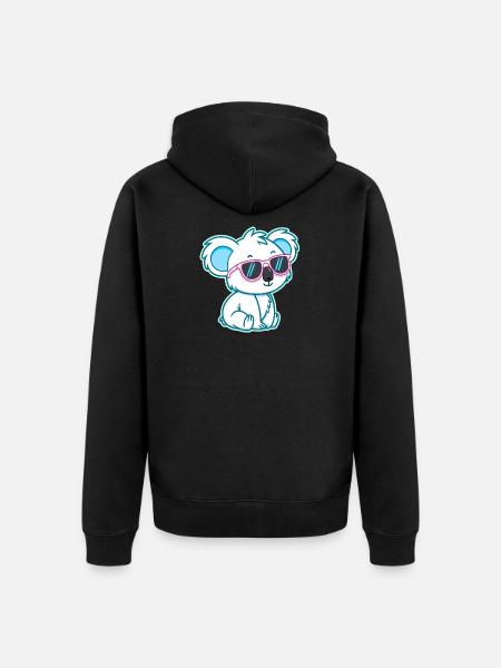 Koala White Chill Sunglasses - Unisex Premium Organic Zip Hoodie - black