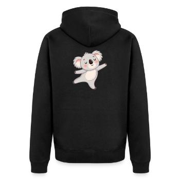 Koala Happy Kawaii Zeichnung - Unisex Premium Bio Zip Hoodie - Schwarz - Hinten - Nico (187cm)