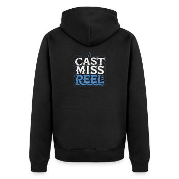 Cast Miss Reel Nautical - Unisex Premium Organic Zip Hoodie - black - Back - Nico (187cm)