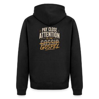 Don't listen to the gossip - Unisex Premium Organic Zip Hoodie - black - Back - Nico (187cm)