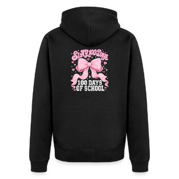 Coquette rose à nœud papillon Slay 100 Day School - Veste à capuche bio Premium Unisexe - noir - Dos - Nico (187cm)