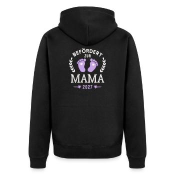 Befördert zur Mama 2027 Werdende Mama - Unisex Premium Bio Zip Hoodie - Schwarz - Hinten - Nico (187cm)