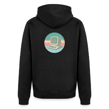 Retro PC Pastel Smile - Unisex Premium Organic Zip Hoodie - black - Back - Nico (187cm)
