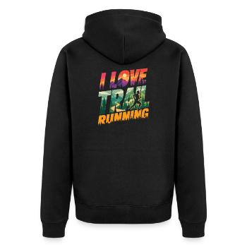I Love Trail Running - Unisex Premium Organic Zip Hoodie - black - Back - Nico (187cm)