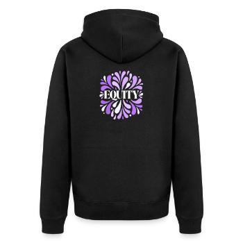 Équité Violet Burst Floral - Veste à capuche bio Premium Unisexe - noir - Dos - Nico (187cm)