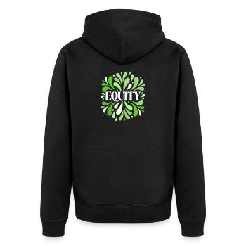 Equity Green Circular Elegance - Unisex Premium Organic Zip Hoodie - black - Back - Nico (187cm)