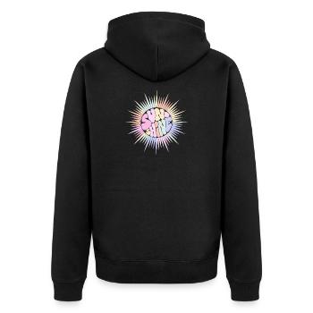 Pastel Sun SUNSHINE Retro Groovy - Unisex Premium Bio Zip Hoodie - Schwarz - Hinten - Nico (187cm)