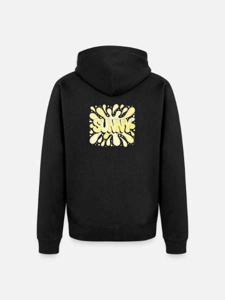Sun Bubbles Retro Gelb - Unisex Premium Bio Zip Hoodie - Schwarz