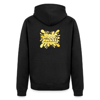 SUNNY Yellow Summer Splash Explosion - Unisex Premium Organic Zip Hoodie - black - Back - Nico (187cm)