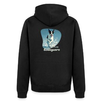 Bodeguero_Running - Unisex Premium Bio Zip Hoodie - Schwarz - Hinten - Nico (187cm)