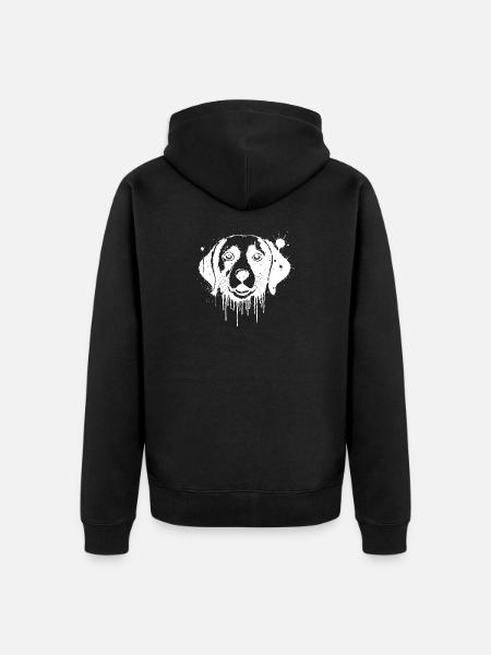 Chien Beagle éclaboussé en dripping blanc - Veste à capuche bio Premium Unisexe - noir