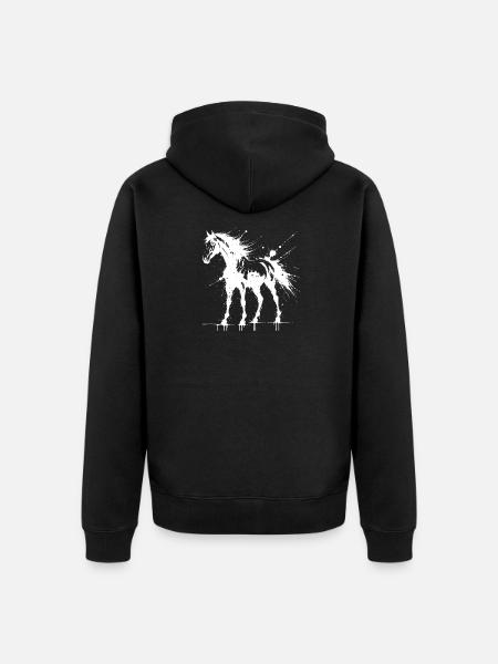 White Splash Pony-Kunst - Unisex Premium Bio Zip Hoodie - Schwarz