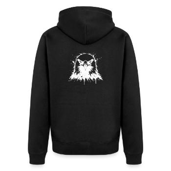 Abstrakter Splash Eagle - Unisex Premium Bio Zip Hoodie - Schwarz - Hinten - Nico (187cm)