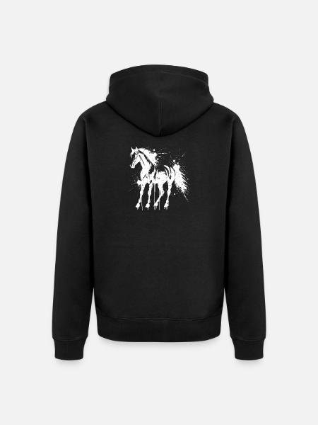White Splash Horse Silhouette - Unisex Premium Organic Zip Hoodie - black