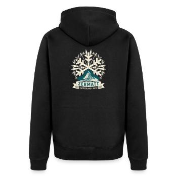 Alpes de Suisse de Zermatt vintage - Veste à capuche bio Premium Unisexe - noir - Dos - Nico (187cm)