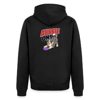 Aussie On ! Chien Frisb Joueur - Veste à capuche bio Premium Unisexe - noir - Dos - Nico (187cm)