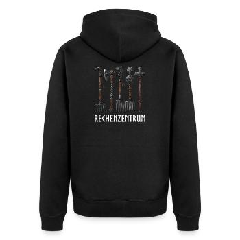 Leiter vom Rechenzentrum Gartenoutfit Gartenarbeit - Unisex Premium Bio Zip Hoodie - Schwarz - Hinten - Nico (187cm)