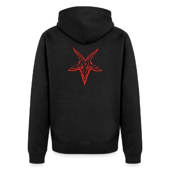 satan - Unisex Premium Bio Zip Hoodie - Schwarz - Hinten - Nico (187cm)