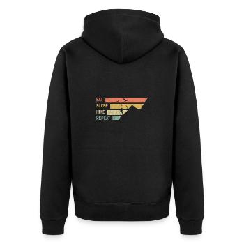 eat sleep hike repeat - Unisex Premium Organic Zip Hoodie - black - Back - Nico (187cm)