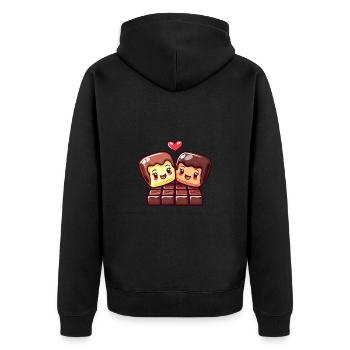 Schokolade Paar Liebe Herz Valentinstag - Unisex Premium Bio Zip Hoodie - Schwarz - Hinten - Nico (187cm)