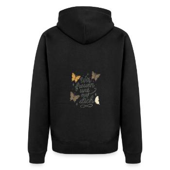 Wir freuen uns auf dich - Unisex Premium Bio Zip Hoodie - Schwarz - Hinten - Nico (187cm)