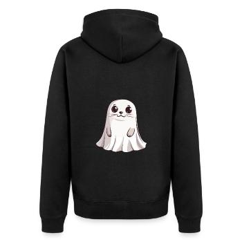 phoque animal Halloween drôle fantôme - Veste à capuche bio Premium Unisexe - noir - Dos - Nico (187cm)