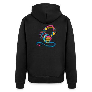 Headphones of patterns and stripes - Unisex Premium Organic Zip Hoodie - black - Back - Nico (187cm)