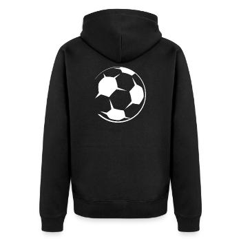 Ball Fußball Symbol Logo Icon Verein Grafik - Unisex Premium Bio Zip Hoodie - Schwarz - Hinten - Nico (187cm)