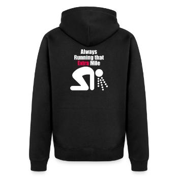 Always Running Extra Mile Funny Runner Shirt - Unisex Premium Organic Zip Hoodie - black - Back - Nico (187cm)