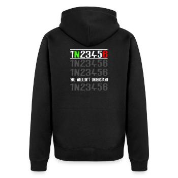 Code-Glyphen, die du nicht verstehen würdest - Unisex Premium Bio Zip Hoodie - Schwarz - Hinten - Nico (187cm)