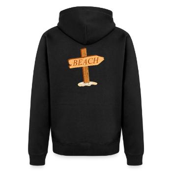 panneau en bois simple - Panneau de signalisation vers la plage - Veste à capuche bio Premium Unisexe - noir - Dos - Nico (187cm)