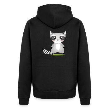 cute raccoon in comic style to love - Unisex Premium Organic Zip Hoodie - black - Back - Nico (187cm)