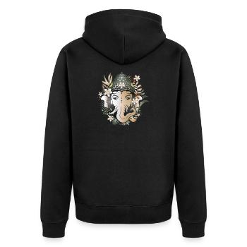 Elefanten Gott Ganesha geschmückt mit Blüten - Unisex Premium Bio Zip Hoodie - Schwarz - Hinten - Nico (187cm)