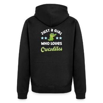Krokodil Krokodile - Unisex Premium Bio Zip Hoodie - Schwarz - Hinten - Nico (187cm)