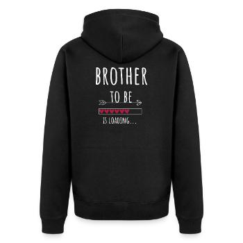 Brother to be big brother announcement gift - Unisex Premium Organic Zip Hoodie - black - Back - Nico (187cm)