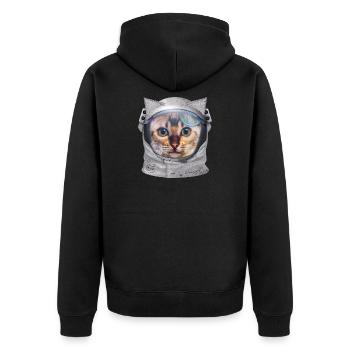 Cat astronaut in space for cat lovers - Unisex Premium Organic Zip Hoodie - black - Back - Nico (187cm)