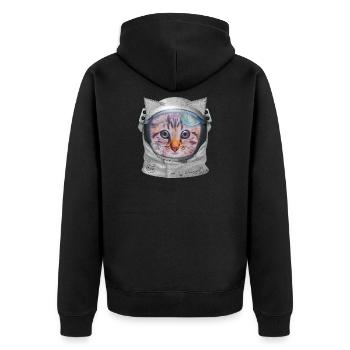 Cat in space - Unisex Premium Organic Zip Hoodie - black - Back - Nico (187cm)