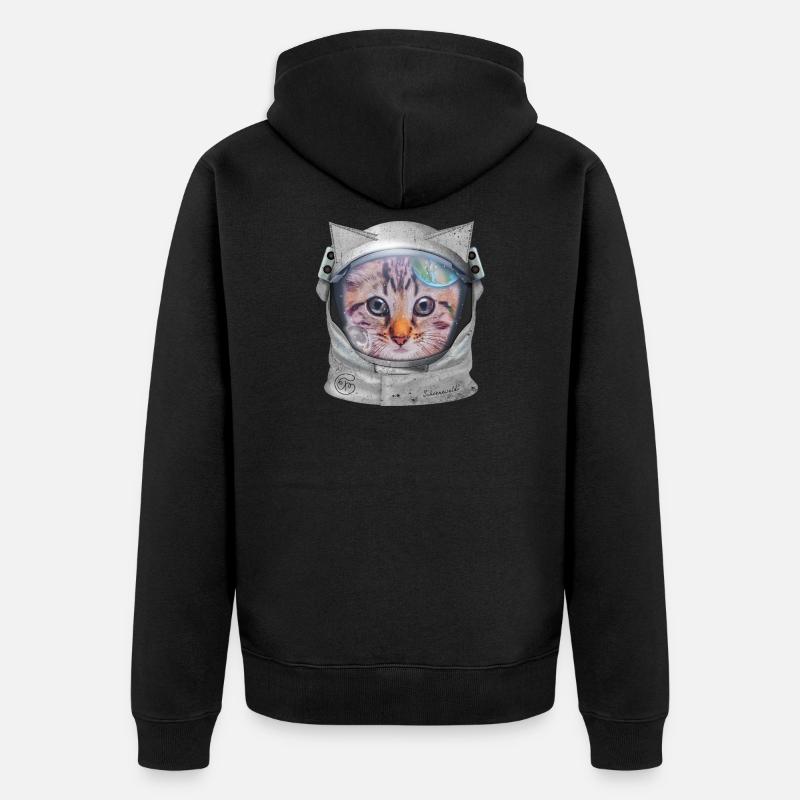 Chat dans l’espace - Veste à capuche bio Premium Unisexe - noir
